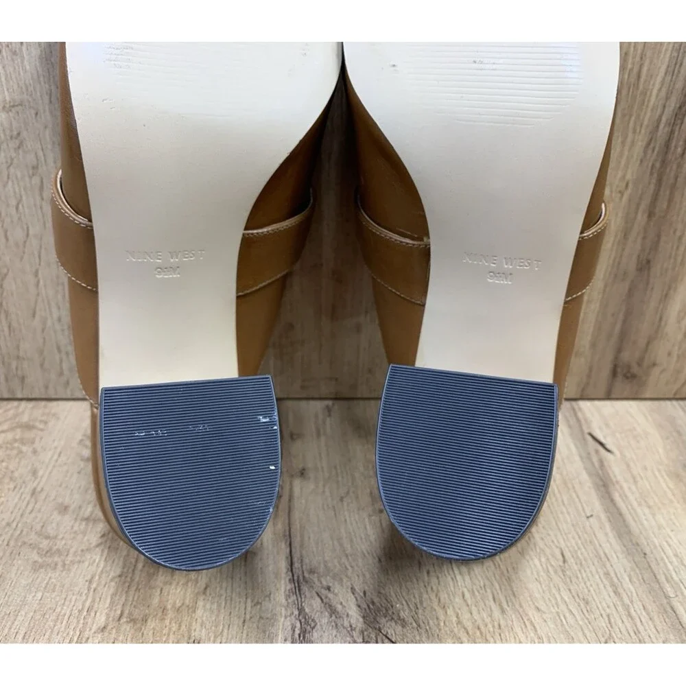 Nine West Womens Gerri Block Heel Slip On Open Toe Shoes Zipper Accent  Sz 9.5 M - Picture 14 of 16